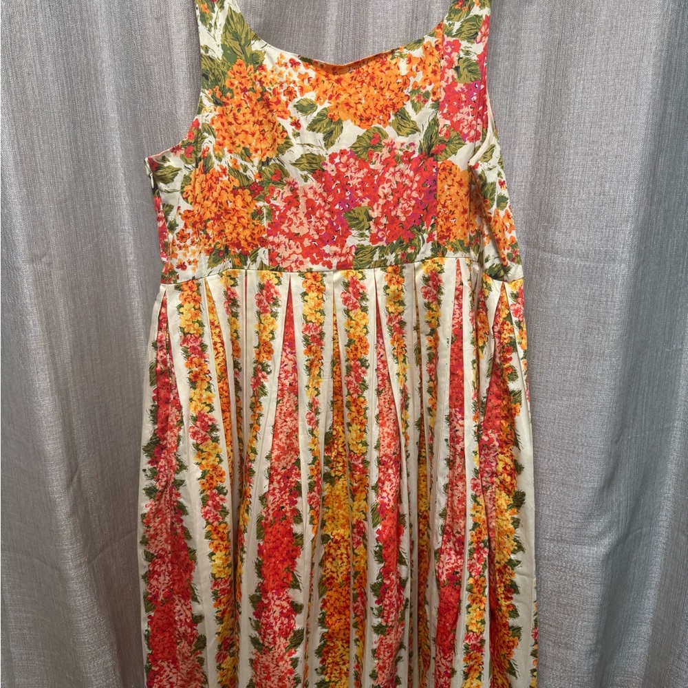 Isaac Mizrahi Floral Midi Dress - Red, Yellow, Green - Picture 3 of 9